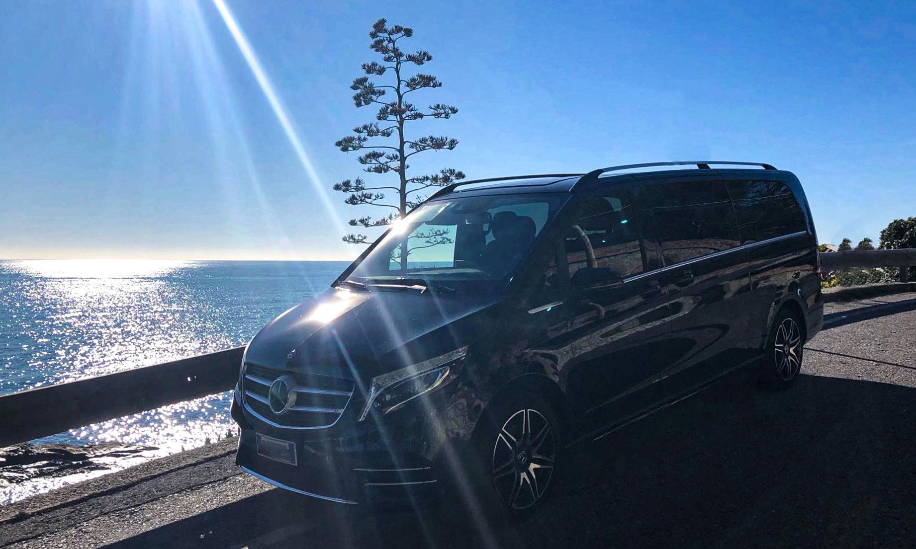 minivan Mercedes NCC lungo la costa del Gargano a Vieste in Puglia